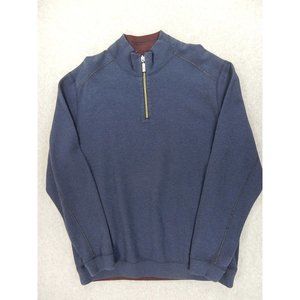 Tommy Bahama 100% Cotton Reversible 1/2 Zip‎ Sweater (Men's Large) Blue/Burgundy